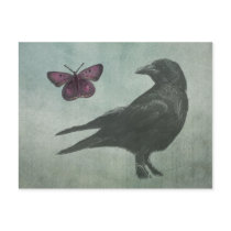 Black Crow and Butterfly postcard
