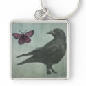 Black Crow and Butterfly premium keychain