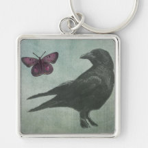 Black Crow and Butterfly premium keychain