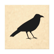 Black Crow Bird on a Parchment Pattern. Stretched Canvas Prints