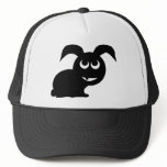 Black cute bunny comic style mesh hat