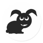 Black cute bunny comic style stickers