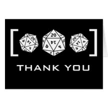 Black D20 Dice Gamer Wedding Thank You Card