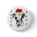 Black Dalmatian Santa Paws - Button
