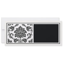 Black Damask 4x9 Personalized Invitation