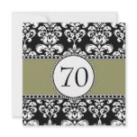 Black Damask 70th Birthday Invitations Sage