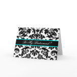Black damask Be my bridesmaid card