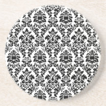 Black Damask Drink Coasters