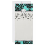 black damask elegance on aqua blue rack cards