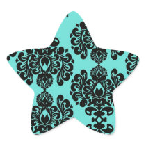 black damask elegance on tiffany blue sticker
