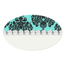 black damask elegance on tiffany blue sticker