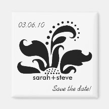 Black Damask Flower Save the Date Refrigerator Magnets