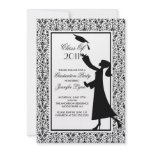 Black Damask Graduation Invitation Silhouette Grad