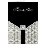 Black Damask Lace Diamond  Thank You Card