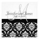 Black Damask Monogram Names Wedding Invitations