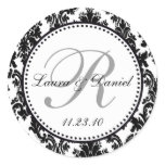 Black Damask Monogram Sticker