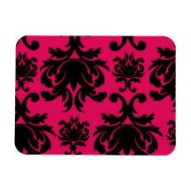 black damask on raspberry bold flexible magnet