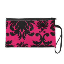 black damask on raspberry bold wristlets