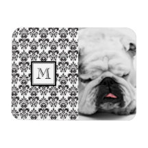 Black Damask Pattern 2 with Your Monogram Vinyl Magnets