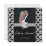 Black Damask Photo Wedding Invitation