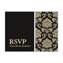 Black Damask RSVP Postcard