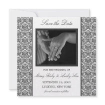 Black Damask Save the Date Announcement