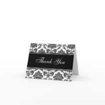 Black Damask Thank You Cards