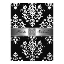 Black Damask Wedding Invitation Damask