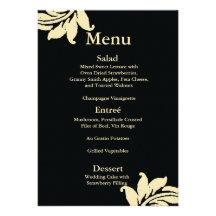 Black Damask Wedding Menu Announcement