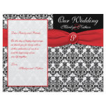 Black Damask with Poppy Red Wedding Program flyers