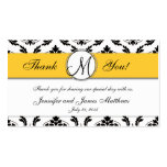 Black Damask Yellow Wedding Favour Card