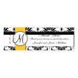 Black Damask Yellow Wedding Favour Tag