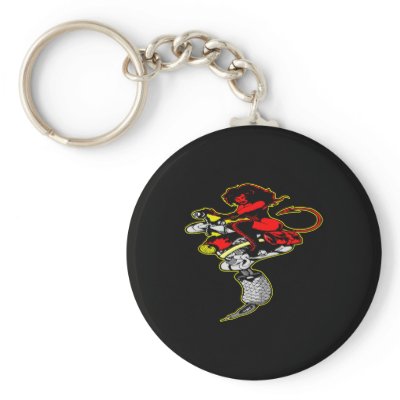 Black Devil Girl Riding Tat Machine Key Chains by WhiteTiger_LLC