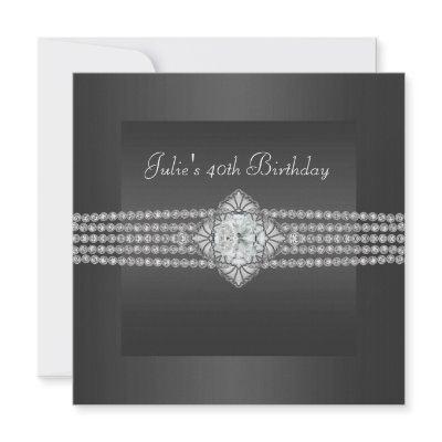 Black Diamond Womans 40th Birthday Party Personalised Invitation by Pure_Elegance