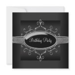 Black Diamond Womans Black Birthday Party Invitation