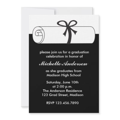 Black Diploma Graduation Celebration Invitations by heartlocked