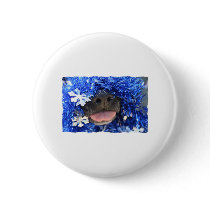 Black Dog Nose with Blue Tinsel Tongue Out Buttons