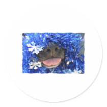 Black Dog Nose with Blue Tinsel Tongue Out Sticker