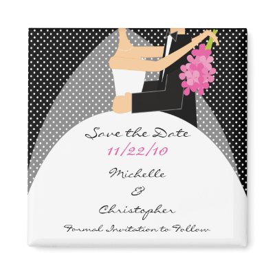 Black Dots Bride & Groom Save The Date Magnet by celebrateitinvites