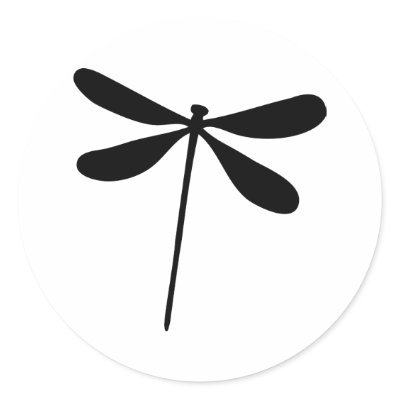 black dragon fly icon round stickers by Tomaniac