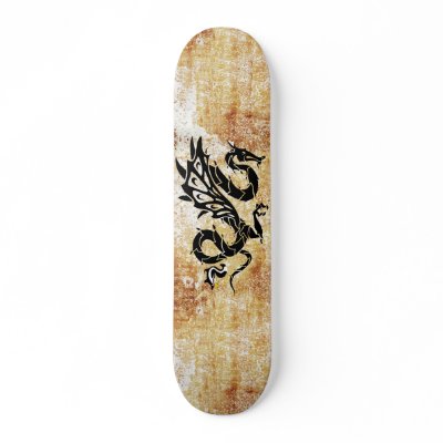 Black Dragon On Rust Skateboard by TheKingSkunk