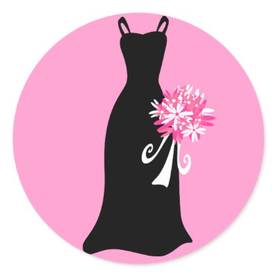 Black Dress with Bouquet Round Sticker by OccasionsByMadeleine