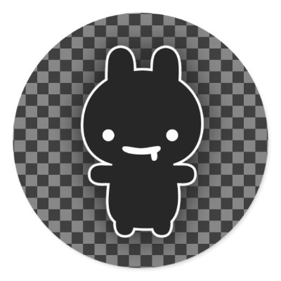Black Drooling Bunny Stickers by abigcitydreamer