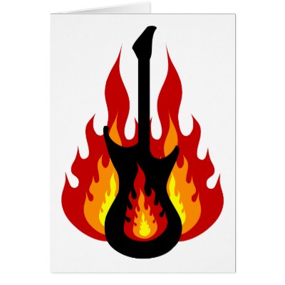 Black Electric Guitar On Fire by birdy27