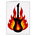 Black Electric Guitar On Fire cards