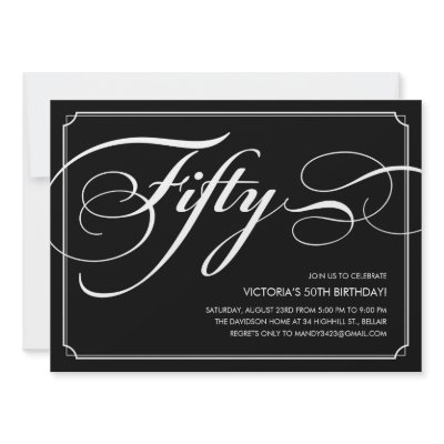 Black Elegant 50th Birthday Invitations by UniqueInvites