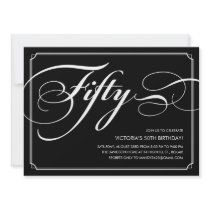 Black Elegant 50th Birthday Invitations