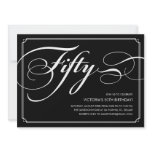 Black Elegant 50th Birthday Invitations