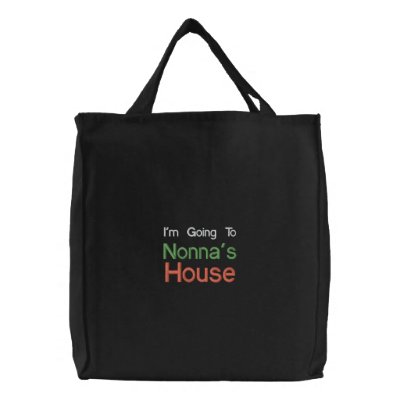 Black Embroidered Going To Nonnas House Bag by malibuitalian