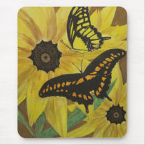 black eyed susan's with butterflys-watercolor mouse pads